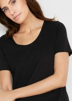 T-shirt long asymétrique en coton et viscose