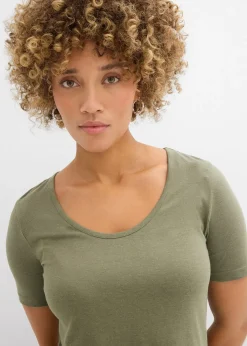 T-shirt long asymétrique en coton et viscose