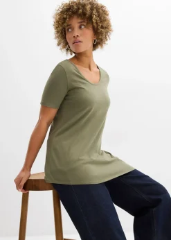 T-shirt long asymétrique en coton et viscose