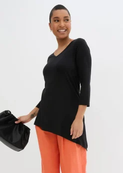 T-shirt long en coton et viscose