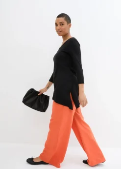 T-shirt long en coton et viscose