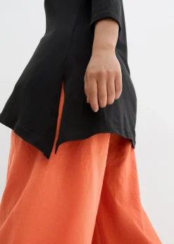 T-shirt long en coton et viscose