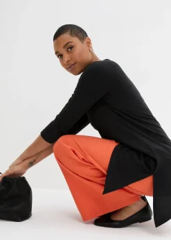 T-shirt long en coton et viscose