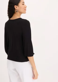 T-shirt manches 3/4 avec dentelle, style portefeuille