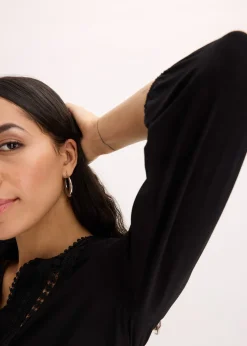 T-shirt manches 3/4 avec dentelle, style portefeuille