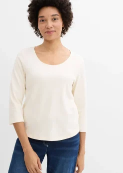 T-shirt manches 3/4 en jersey épais 100% coton