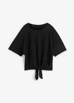 T-shirt manches chauve-souris avec broderie anglaise