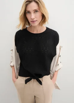 T-shirt manches chauve-souris avec broderie anglaise