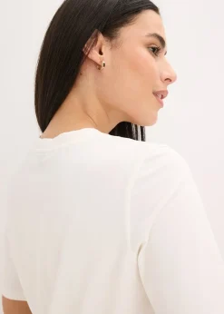 T-shirt manches coude avec imprimé et sequins