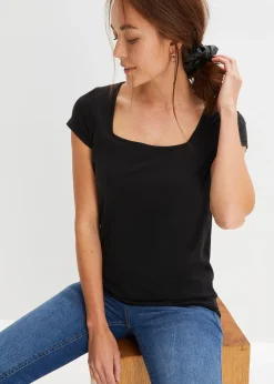 T-shirt manches courtes à encolure carrée