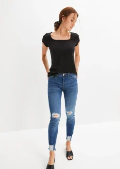 T-shirt manches courtes à encolure carrée