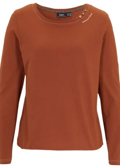 T-shirt manches longues à boutons décoratifs