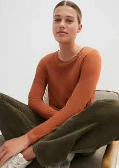 T-shirt manches longues à boutons décoratifs