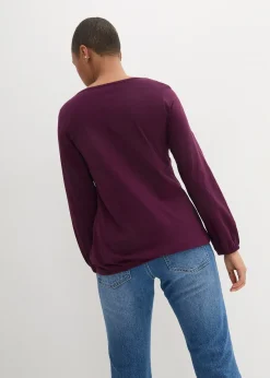 T-shirt manches longues 100% coton, finitions élastiquées