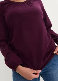 T-shirt manches longues 100% coton, finitions élastiquées