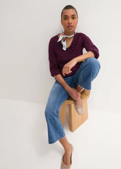 T-shirt manches longues 100% coton, finitions élastiquées