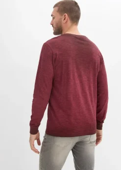 T-shirt manches longues à col tunisien, 100% coton