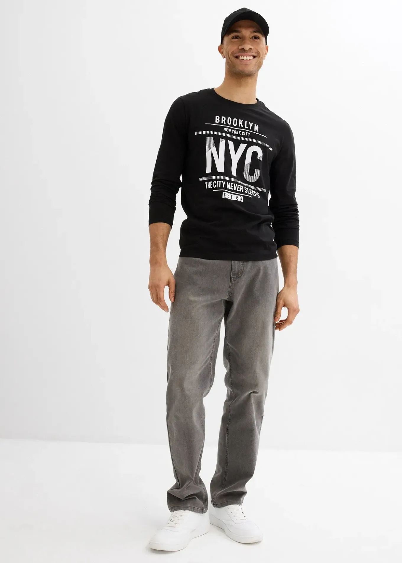 T-shirt manches longues 100% coton, slim