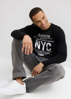 T-shirt manches longues 100% coton, slim