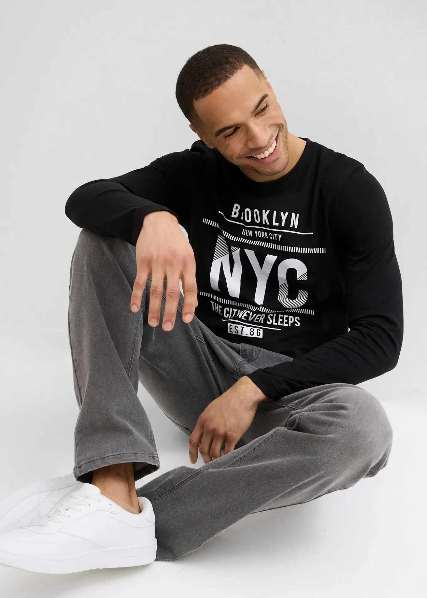 T-shirt manches longues 100% coton, slim