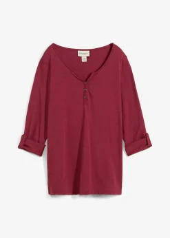 T-shirt manches longues à col boutonné, 100% coton