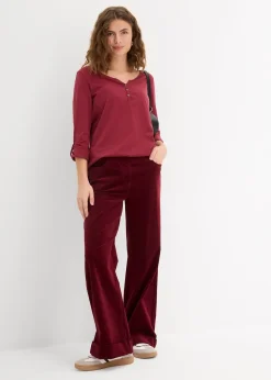 T-shirt manches longues à col boutonné, 100% coton