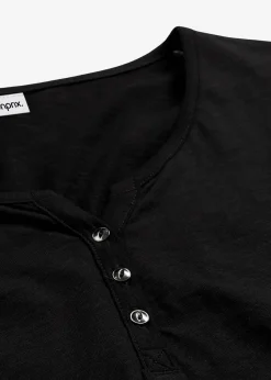 T-shirt manches longues à col boutonné, 100% coton