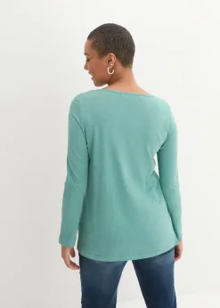 T-shirt manches longues à col boutonné, 100% coton