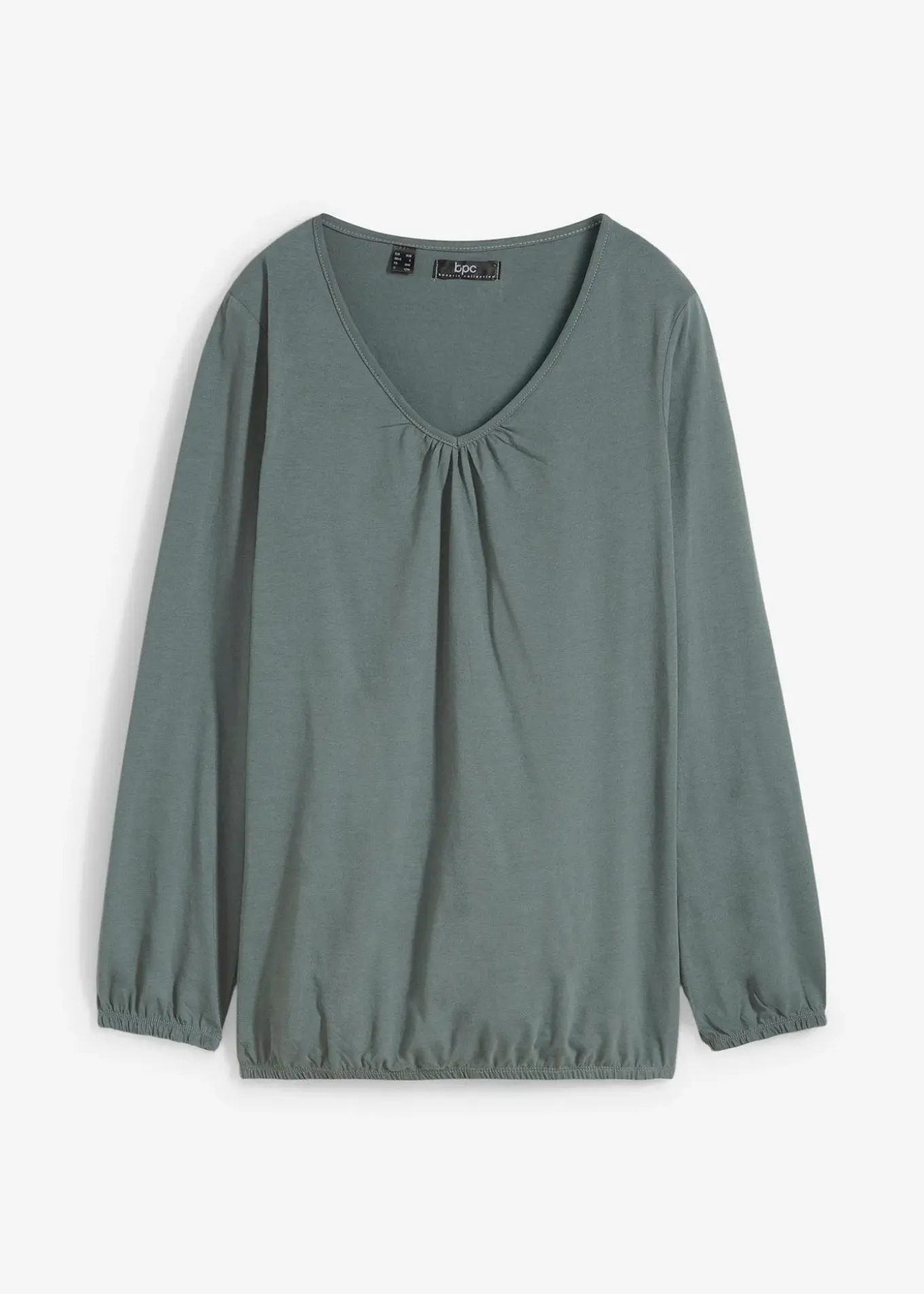 T-shirt manches longues 100% coton, finitions élastiquées