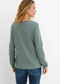 T-shirt manches longues 100% coton, finitions élastiquées