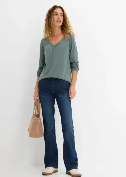 T-shirt manches longues 100% coton, finitions élastiquées