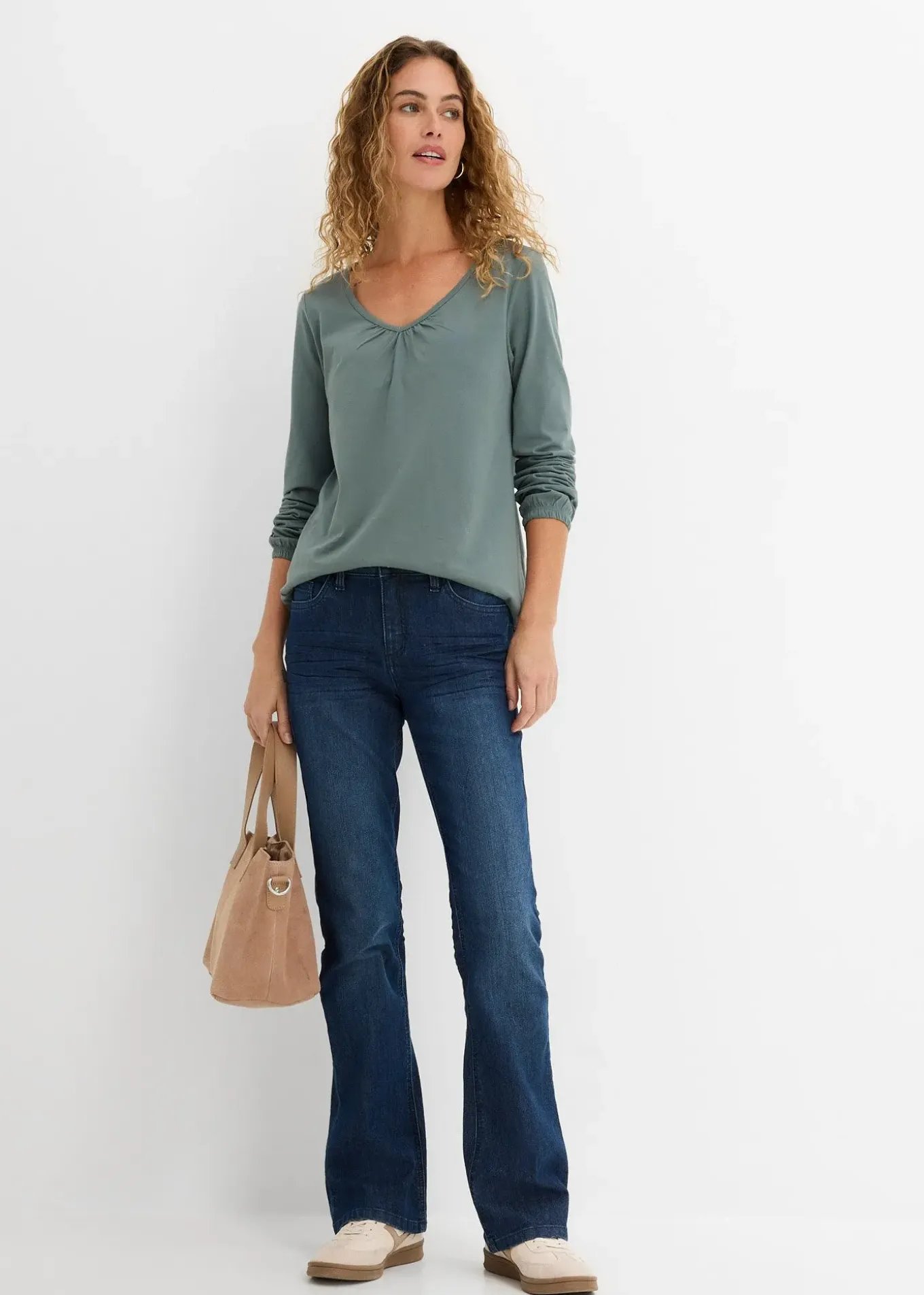 T-shirt manches longues 100% coton, finitions élastiquées