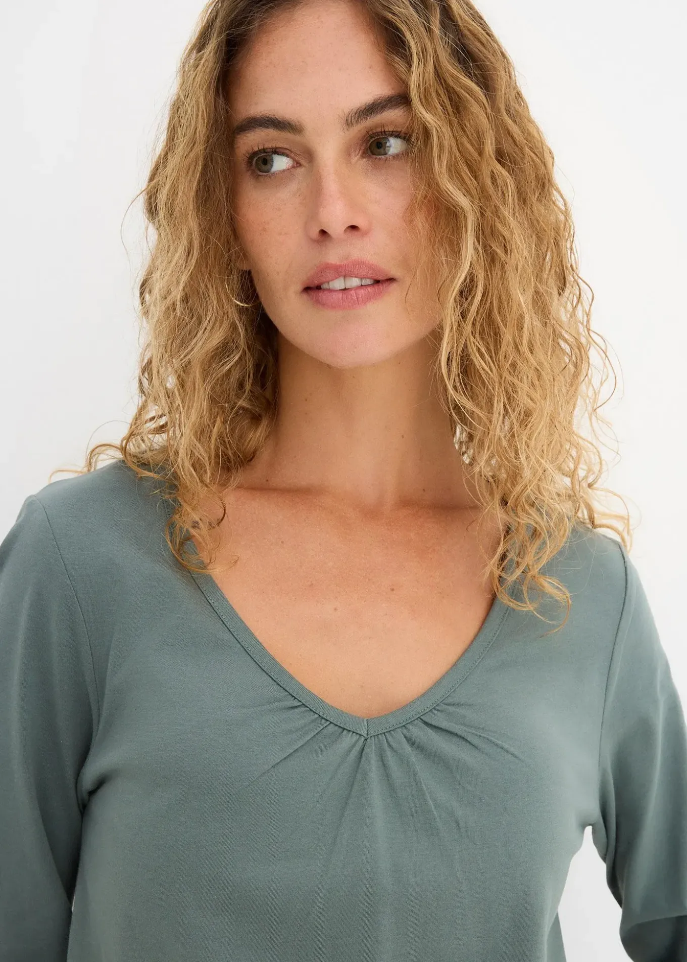 T-shirt manches longues 100% coton, finitions élastiquées