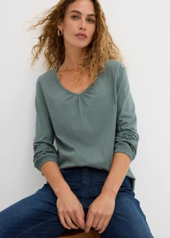 T-shirt manches longues 100% coton, finitions élastiquées