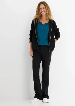 T-shirt manches longues à col boutonné, 100% coton