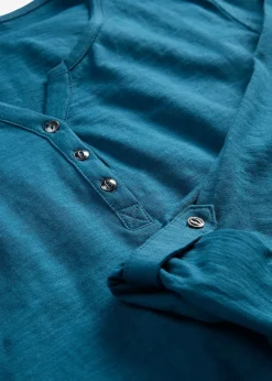T-shirt manches longues à col boutonné, 100% coton
