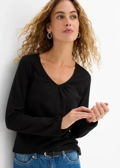 T-shirt manches longues 100% coton, finitions élastiquées