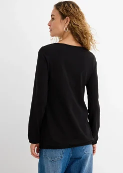 T-shirt manches longues 100% coton, finitions élastiquées