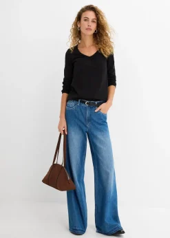 T-shirt manches longues 100% coton, finitions élastiquées