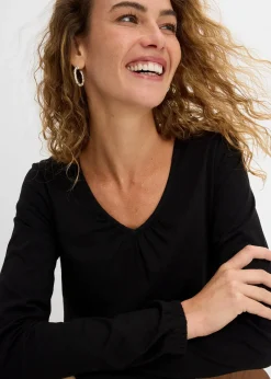 T-shirt manches longues 100% coton, finitions élastiquées