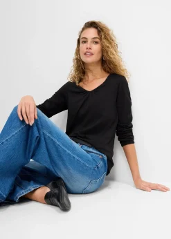 T-shirt manches longues 100% coton, finitions élastiquées