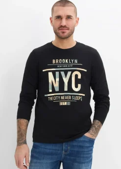 T-shirt manches longues 100% coton, slim