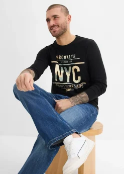 T-shirt manches longues 100% coton, slim