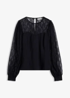 T-shirt manches longues à dentelle