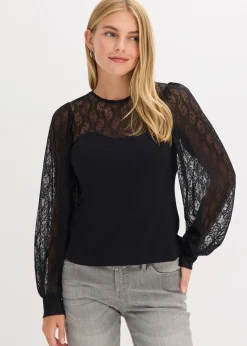 T-shirt manches longues à dentelle