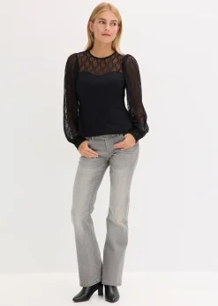 T-shirt manches longues à dentelle