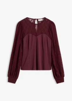 T-shirt manches longues à dentelle