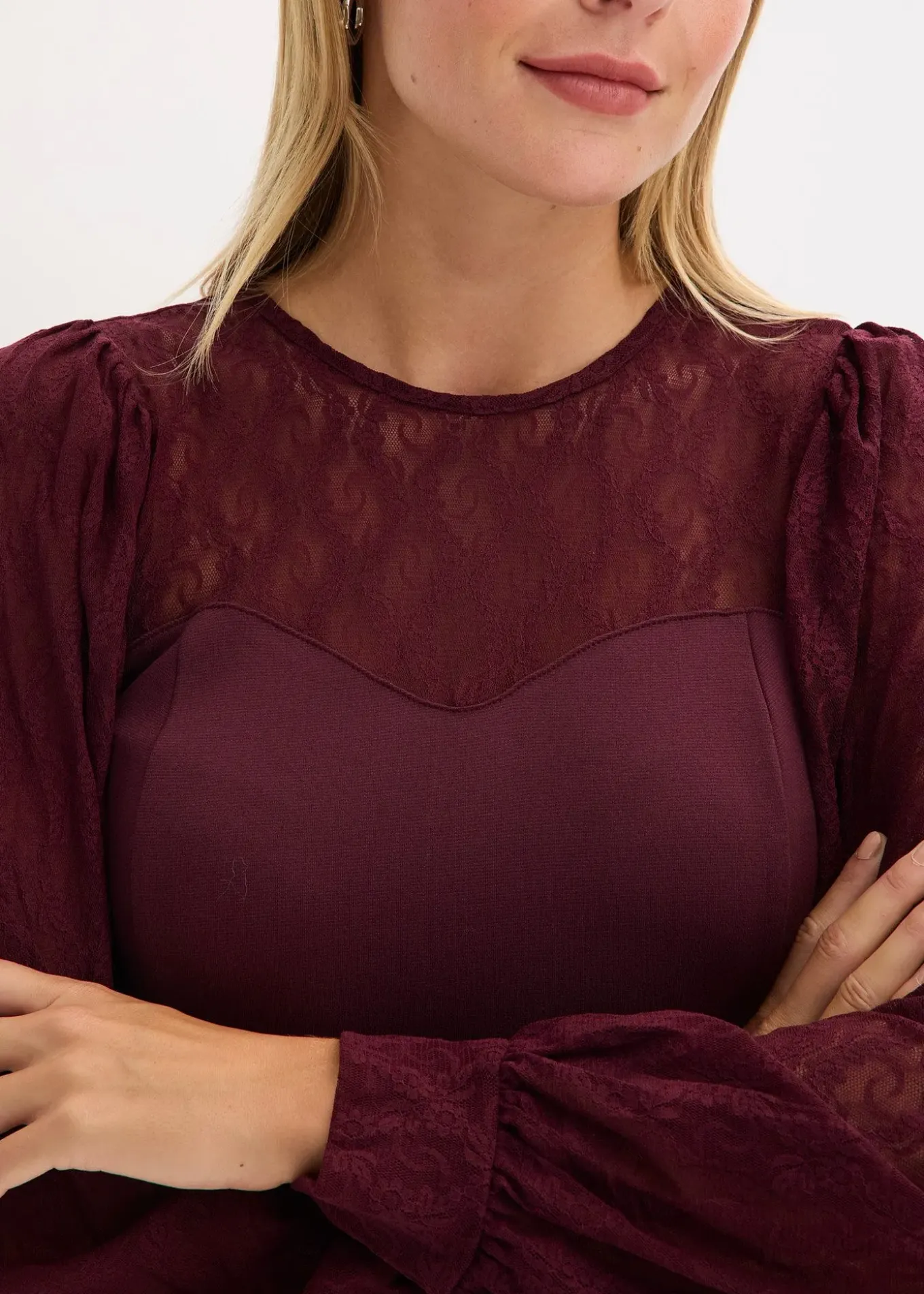 T-shirt manches longues à dentelle