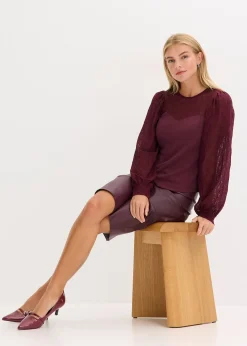 T-shirt manches longues à dentelle