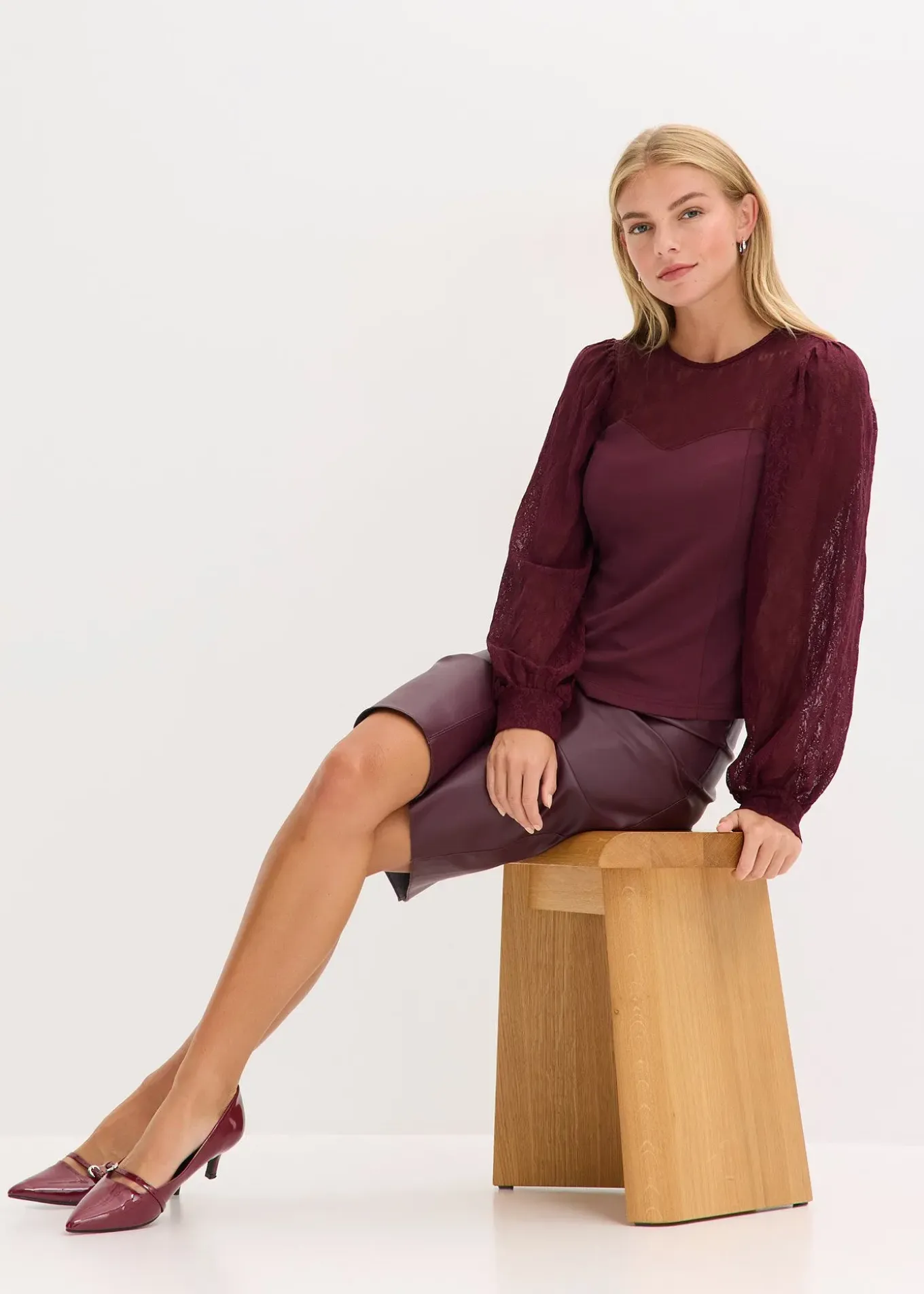 T-shirt manches longues à dentelle